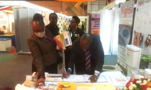 Maj. Gen (Rtd) Dr. Gordon Kihalangwa at the KBRC exhibition stand during the Africa Public Service Day 2022